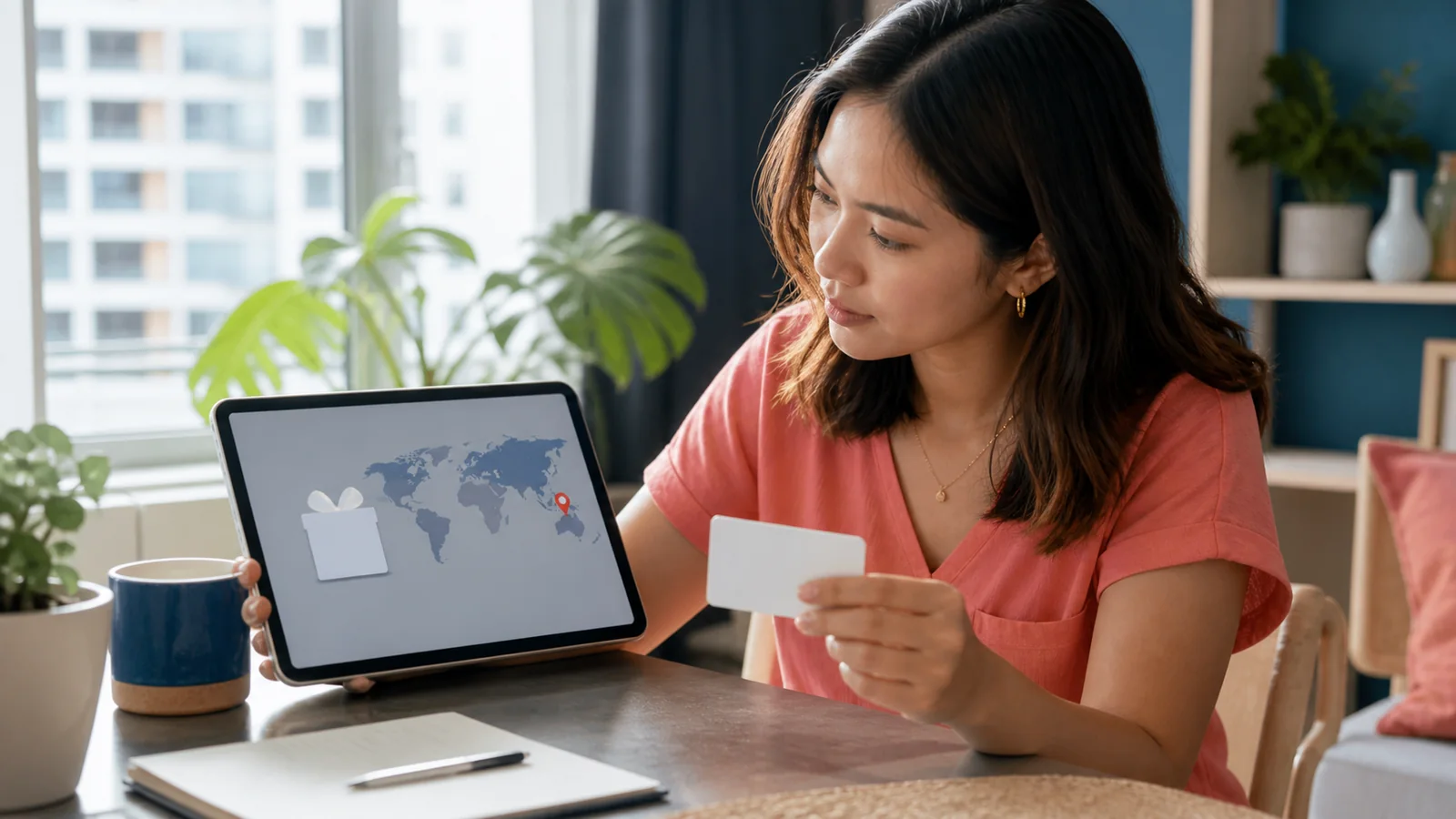 Filipino customer checking a gift card issuing region and evidence format