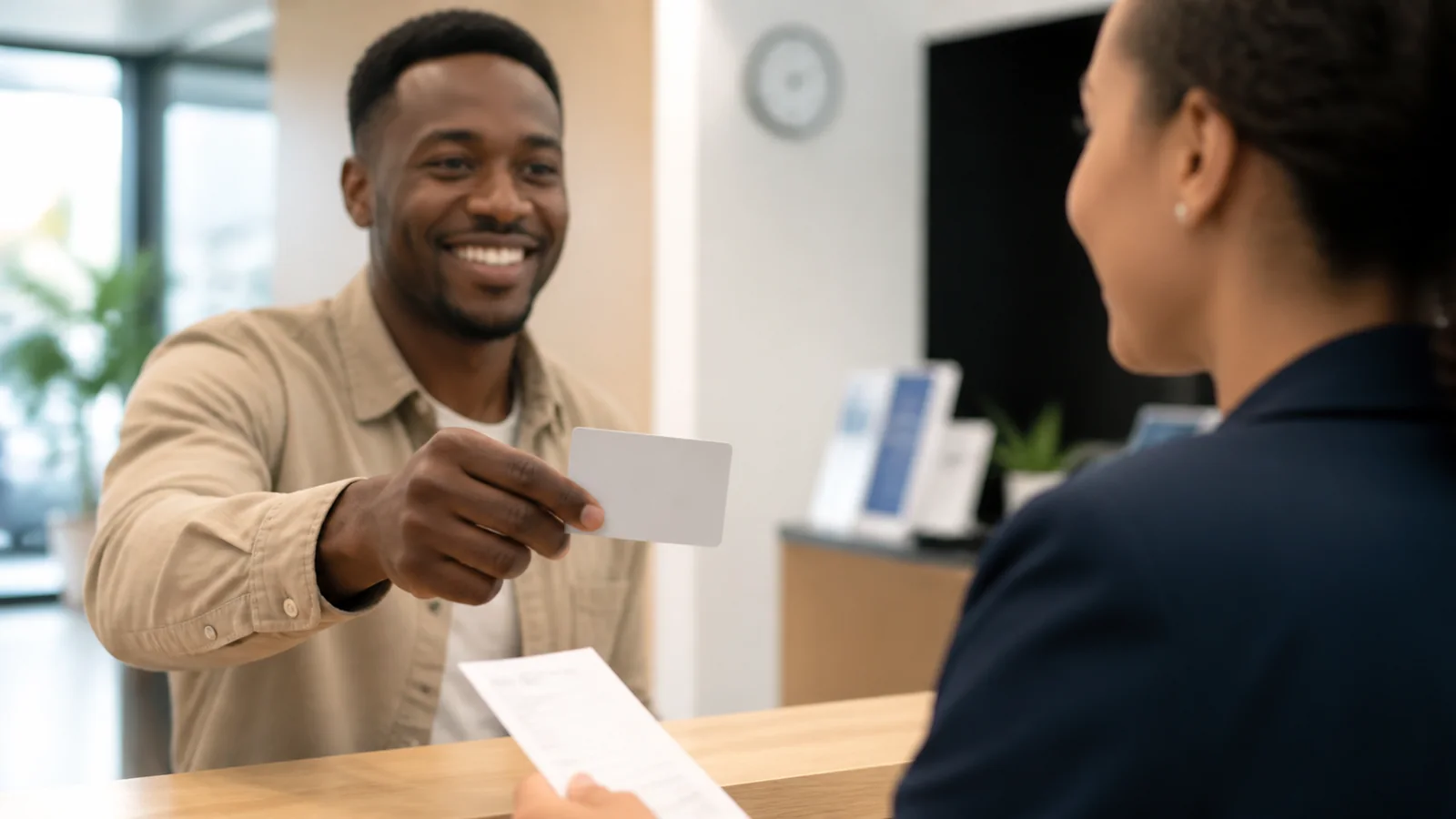 Black customer presenting a gift card while keeping a receipt as optional supporting evidence