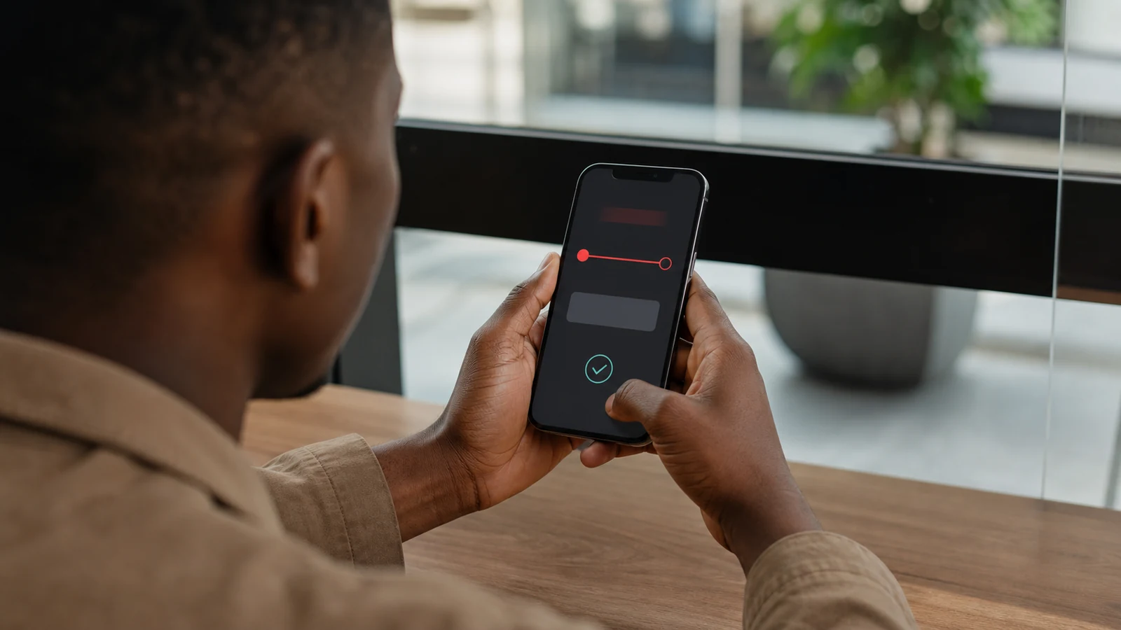 Black customer verifying one secure TRC20 payout destination on a phone wallet
